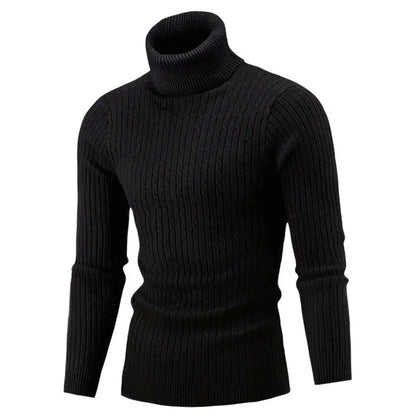 Autumn Winter Men's Turtleneck Sweater - Slim Fit Knitted Rollneck Pullover, Warm and Casual Jumper for Men