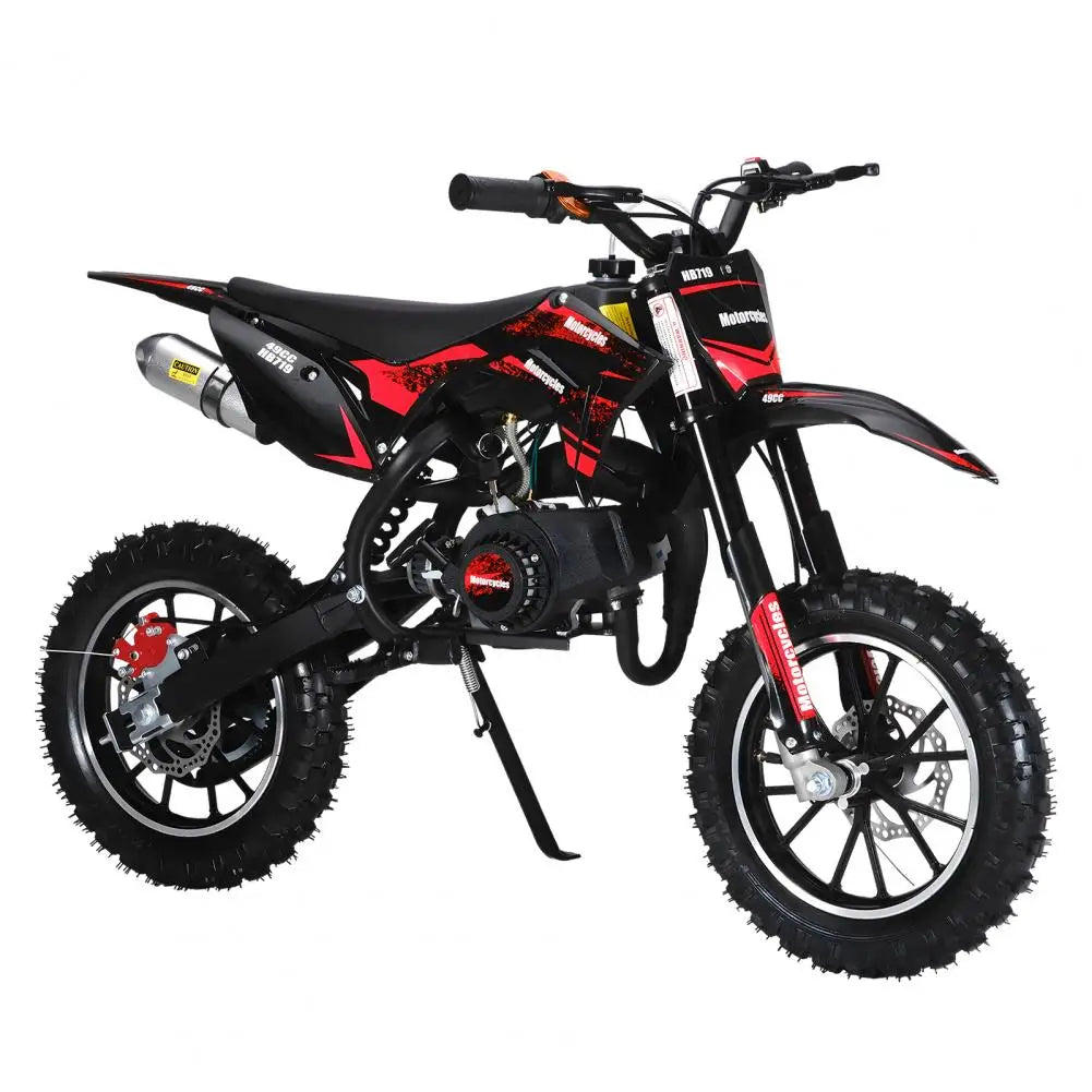Mini 49CC Gas-Powered Kid Dirt Bike – 2-Stroke Motorcycle with Off-Road Tires, Front & Rear Disc Brakes, 25 MPH, Max Load 330 lbs