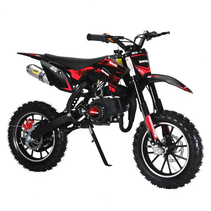 Mini 49CC Gas-Powered Kid Dirt Bike – 2-Stroke Motorcycle with Off-Road Tires, Front & Rear Disc Brakes, 25 MPH, Max Load 330 lbs