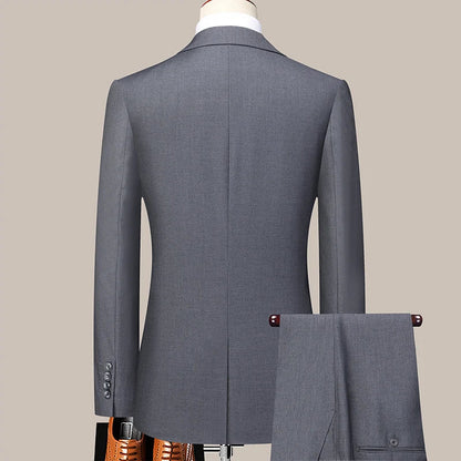 2023 Men’s Two-Button Wedding Suit — Korean Slim Fit Fashion Business Formal Two-Piece Set (Blazer + Trousers)