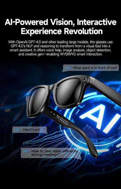 LIGE AI Smart Glasses — 8MP Camera, Video Recording, 100+ Languages Translation, Bluetooth Call & Music for Men & Women