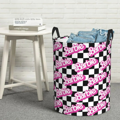 Custom Barbie Logo Laundry Basket – Collapsible Large Capacity Clothes Storage Bin, Disney Baby Hamper