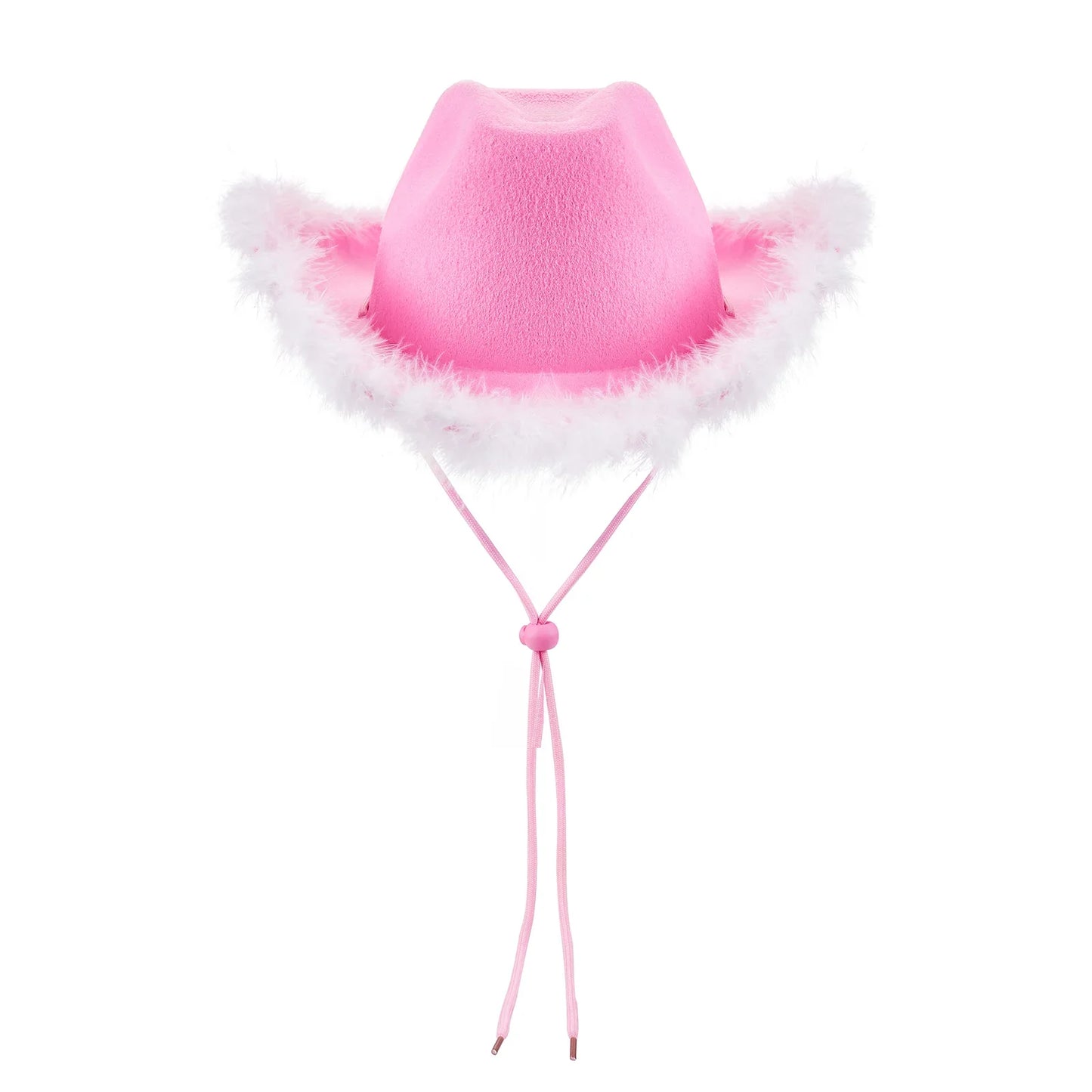 Women's Cowboy Hat – Wide Brim Solid Color with Furry Trim for Parties & Outings