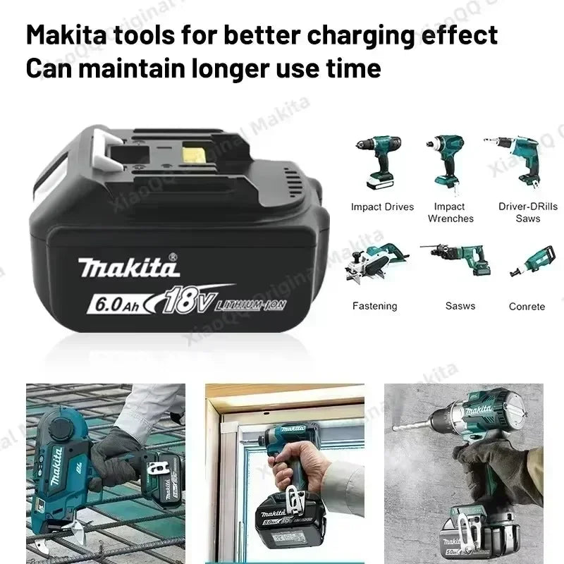 Genuine Makita 6AH BL1860 18V Li-Ion Battery — Replacement for BL1850 & BL1840, Compatible with 18V Screwdrivers, BMS TPCELL