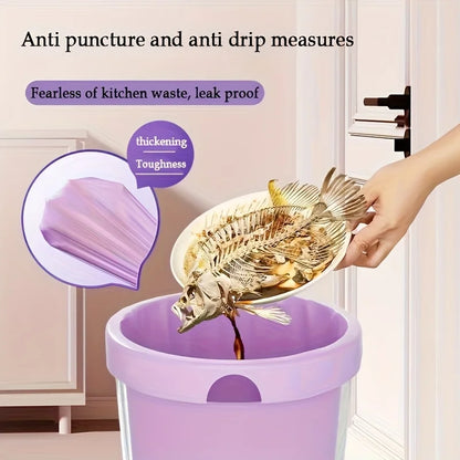 Purple Drawstring Trash Bags 100-Pack – Thick Leak-Proof Disposable Garbage Bags for Kitchen Bathroom Home Use Bin Liners