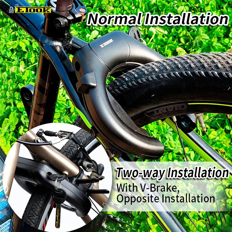 ETOOK Bike Horseshoe Lock - Anti-Theft Hardened Steel Pipe, Portable High Safety Road & Mountain Bicycle Lock