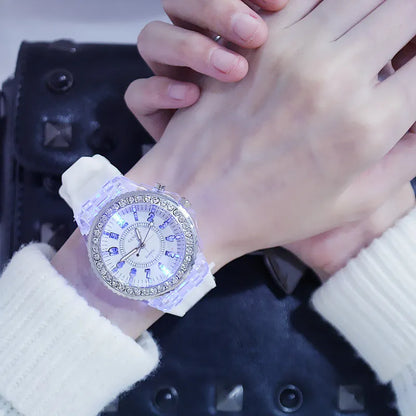 Luminous LED Flash Watch: Trendy Unisex Jelly Wristwatch with 7 Color Lights - Perfect for Students and Lovers