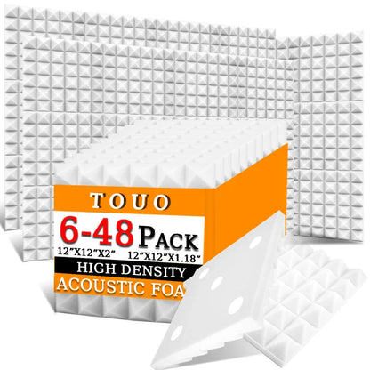 TOUO Acoustic Foam Panels 6–48 Pack Studio Soundproof Wall Panels – Sound Absorbing Sponge for Home, KTV & Recording Rooms