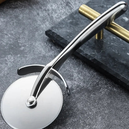 Stainless Steel Pizza Cutter with Zinc Alloy Handle – Single Wheel Cake, Bread, and Pie Slicer for Kitchen Baking