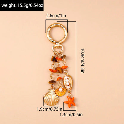 Summer Beach Shell Keychain – Octopus and Starfish Marine Life Pendant for Women, Girls, Handbag Decor, and Gifts