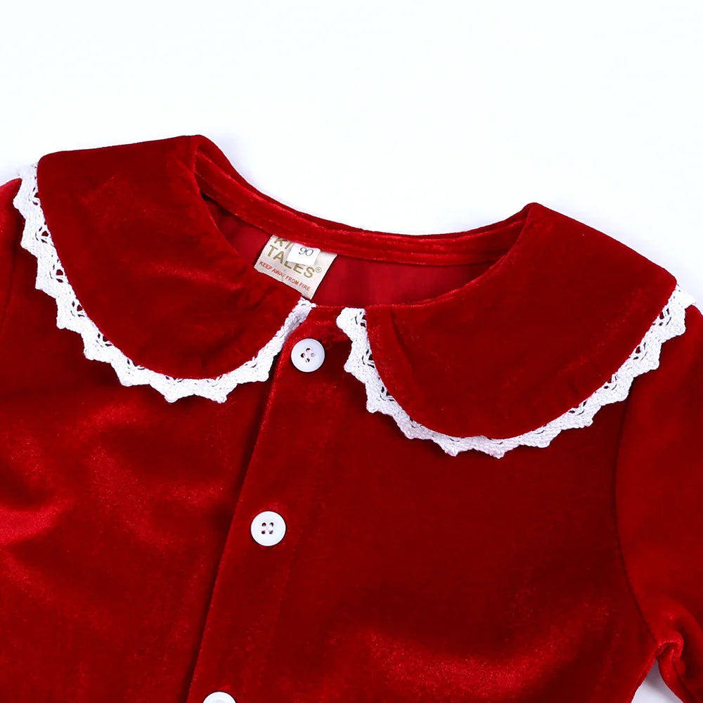 2025 Kids Christmas Pajama Set – Velvet Long Sleeve Sleepwear with Pants