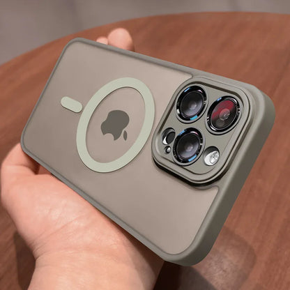 Luxury Matte Armor Case for MagSafe - Magnetic Wireless Charging, Shockproof Hard Cover for iPhone 11-16 Pro Max Plus