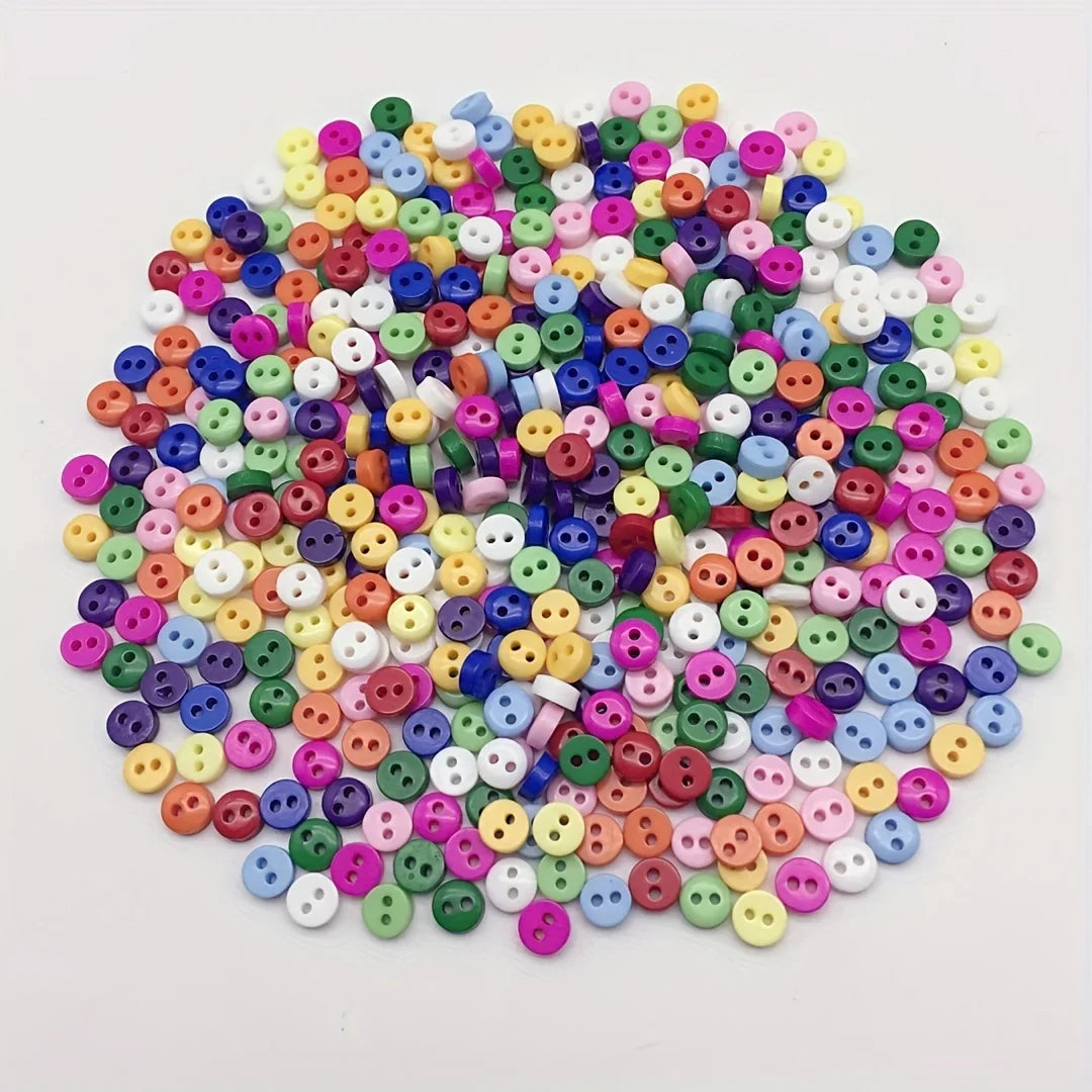250pcs Mini Plastic Buttons for Dolls & Soft Toys Clothes - Assorted Colours & Designs, 3mm 4mm 5mm 6mm