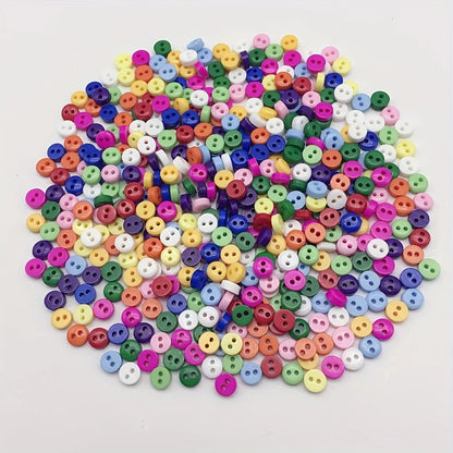 250pcs Mini Plastic Buttons for Dolls & Soft Toys Clothes - Assorted Colours & Designs, 3mm 4mm 5mm 6mm