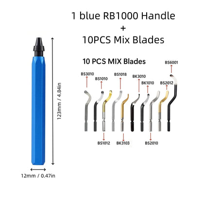 11-Piece Deburring Tool Set - High-Speed Steel Swivel Blades for Metal, Plastic, PVC, Copper, Aluminum & Resin