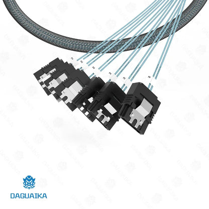 SATA to SATA 7-Pin Cable Set 4/6/8 Pcs – 6Gbps HDD Splitter SAS Cable for Server, 6 Ports/Set