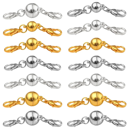 Magnetic Jewelry Clasp - Strong Metal End Connectors with Lobster Clasp for DIY Bracelets & Necklaces