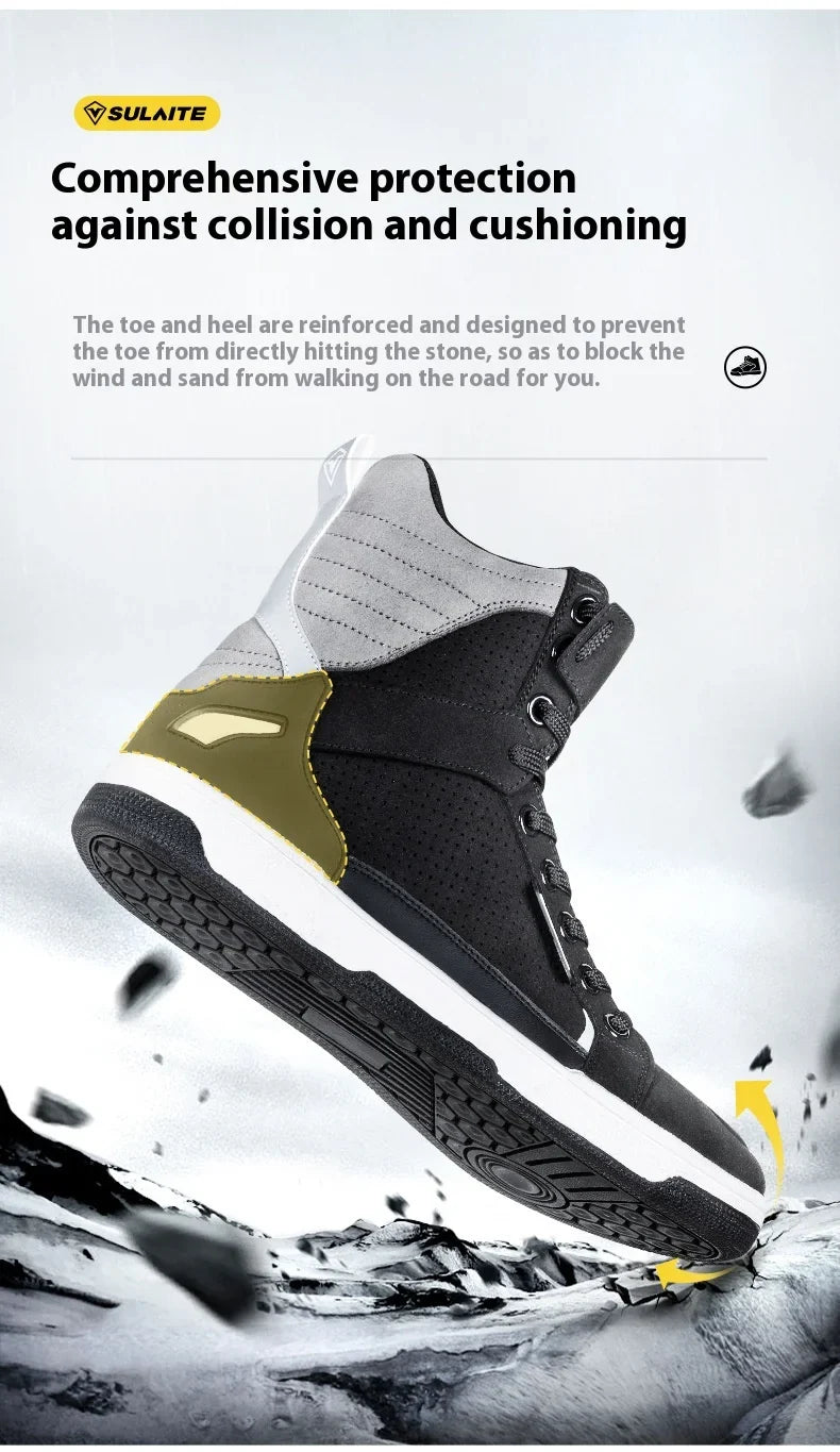 Motorcycle Riding Shoes - Breathable High-Cut, Anti-Fall, Anti-Slip Knight Boots, Parkour Shoes, All-Season Casual Motorcycle Boots