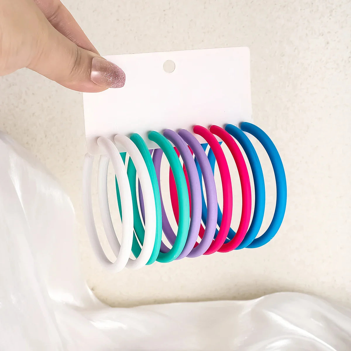 5-Pair Y2K Acrylic Hoop Earrings Set – Lightweight Dopamine Color Jewelry for Women Gift