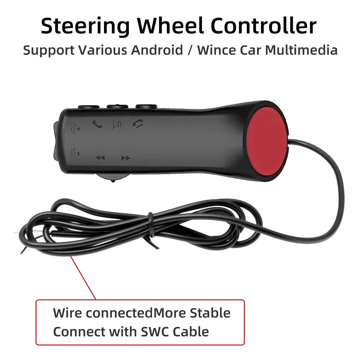 Universal Car Steering Wheel Remote Controller: Multi-functional Wired Control for Car Audio, GPS Navigation, DVD & Android - 7-Key Design