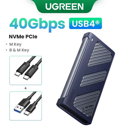 UGREEN M.2 SSD Enclosure – 20Gbps USB 3.2 Gen2 Type-C Adapter for NVMe & SATA SSD (M & B+M Key)