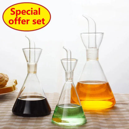 High Borosilicate Glass Oil & Vinegar Pot – Leak-Proof Kitchen Seasoning Bottle