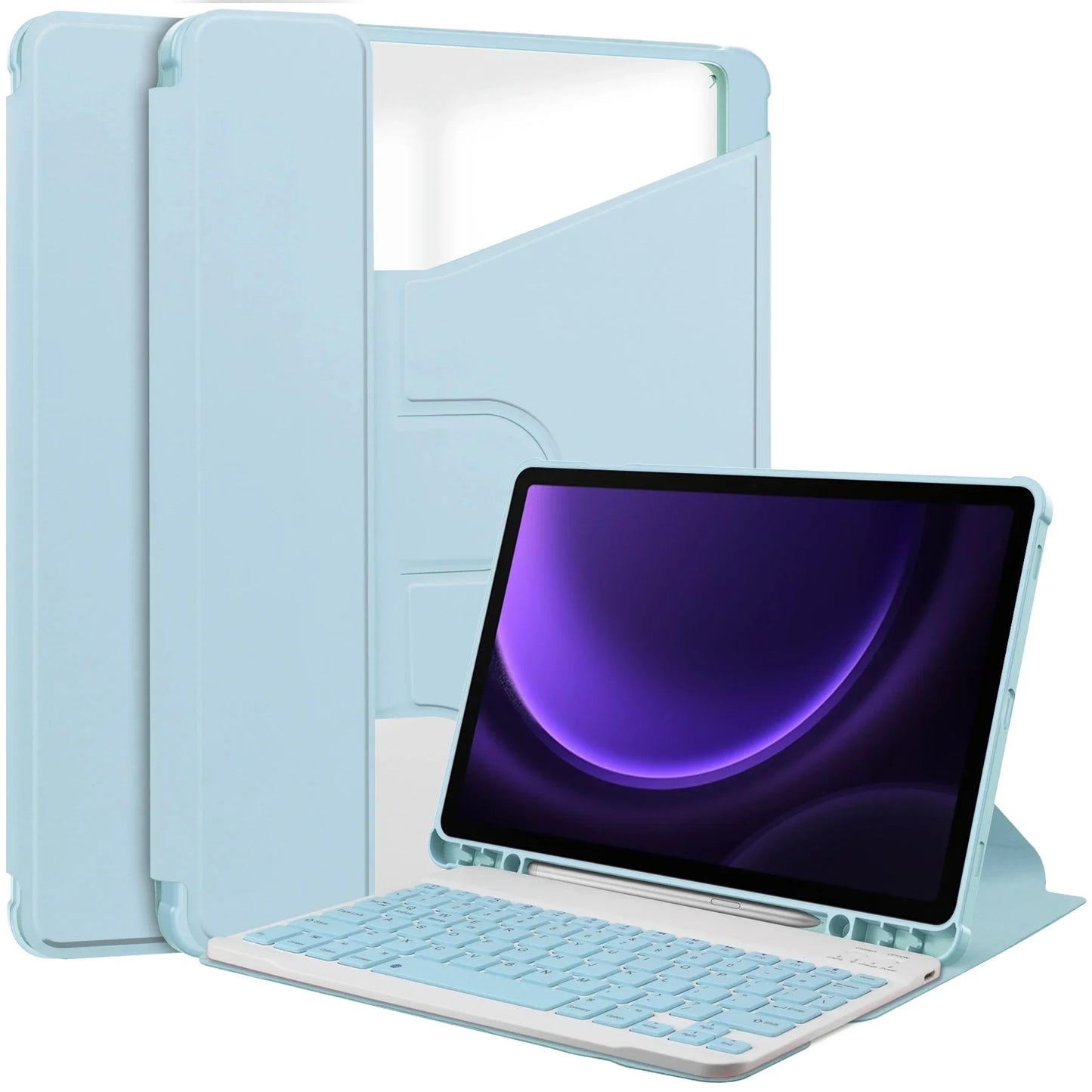 Smart Cover for Lenovo Tab M11 TB-330FU/331FC & Xiaoxin Pad 2024 11" Case with Wireless Keyboard, Pencil Holder & Stand