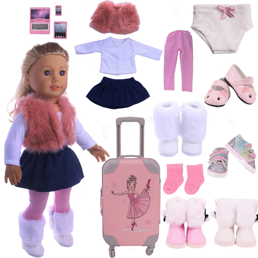 Doll Clothing Pink Series – Skirts, Swimsuits & Outfit Sets for 43cm & 18-Inch American Dolls, Accessories for Our Generation Toys