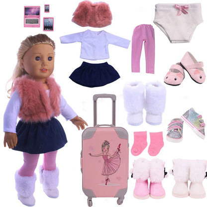 Doll Clothing Pink Series – Skirts, Swimsuits & Outfit Sets for 43cm & 18-Inch American Dolls, Accessories for Our Generation Toys