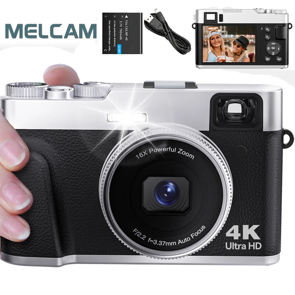 4K Digital Camera – Auto Focus, 48MP Vlogging Camera for YouTube, Anti-Shake Video, Viewfinder, Flash & 16X Zoom