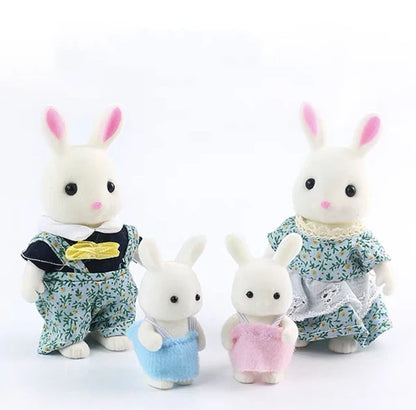 Simulation Forest Rabbit Family Playset – Mini DIY Rabbit & Bear Figure Toys for Kids Gifts