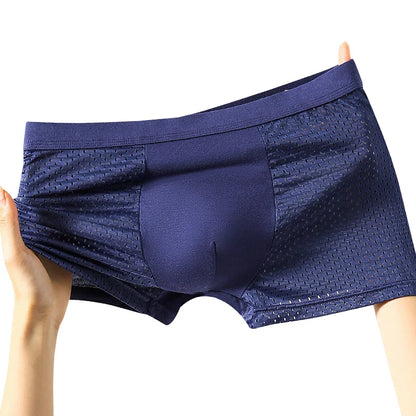 8Pcs Men's Ice Silk Mesh Boxer Shorts - Breathable Solid Color Fashion Underwear Panties for Men