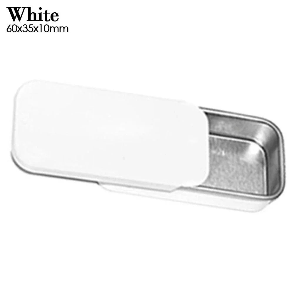 Metal Rectangular Mini Tin Box – Hinged Push-Top Candy, Pill & Small Storage Container