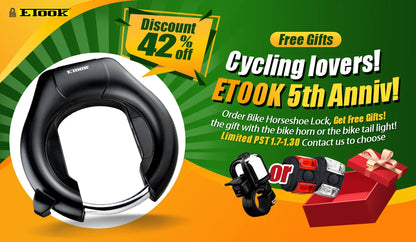 ETOOK Bike Horseshoe Lock - Anti-Theft Hardened Steel Pipe, Portable High Safety Road & Mountain Bicycle Lock