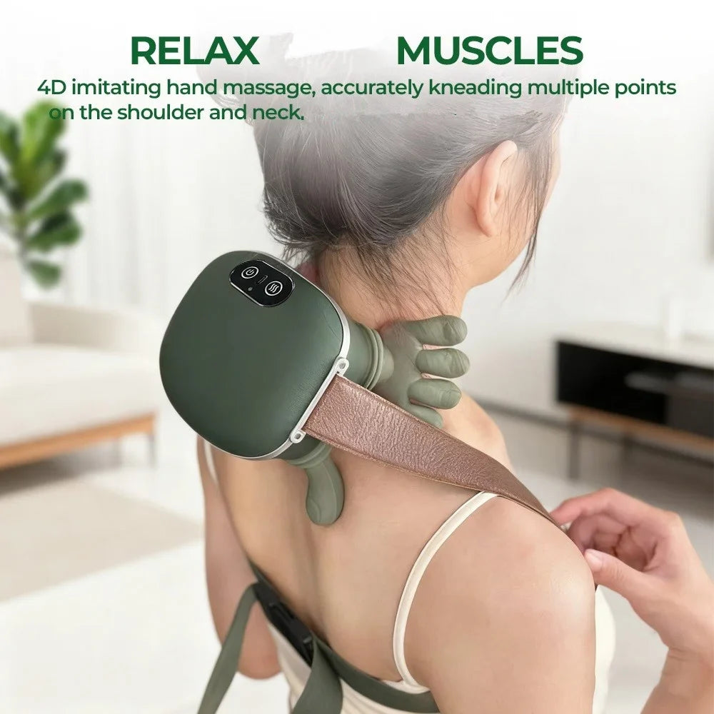 Bionic Finger Wireless Neck & Shoulder Massager — Brushless Motor Cervical Kneading Shawl