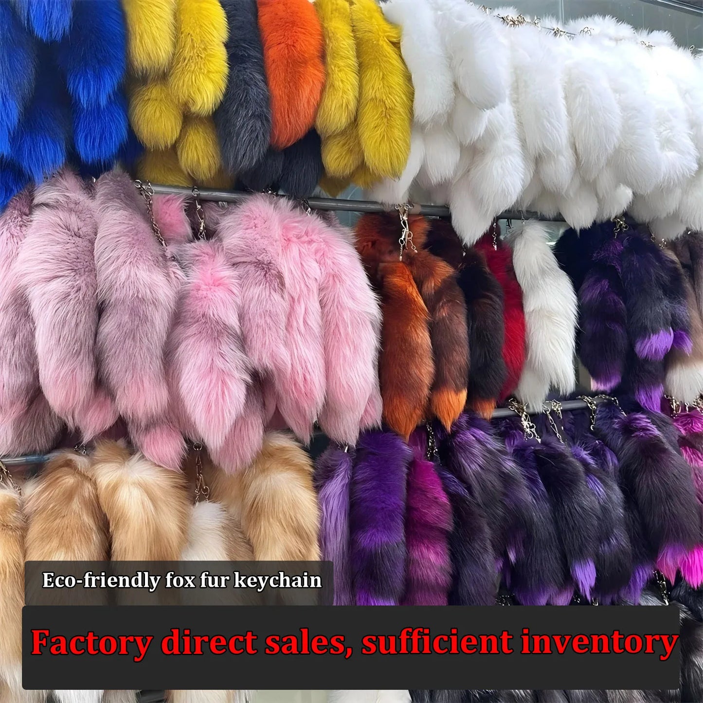 Natural Fox Fur Tail Keychain – 40cm Furry Racoon Bag Charm & Fluffy Keyring Accessory for Women