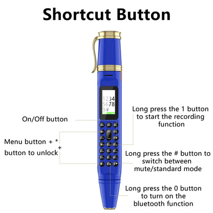 SERVO BM111 3-in-1 Magic Voice Pen Phone – Portable Dual SIM Mobile, Bluetooth Dial Recorder, and Original Telephone Device
