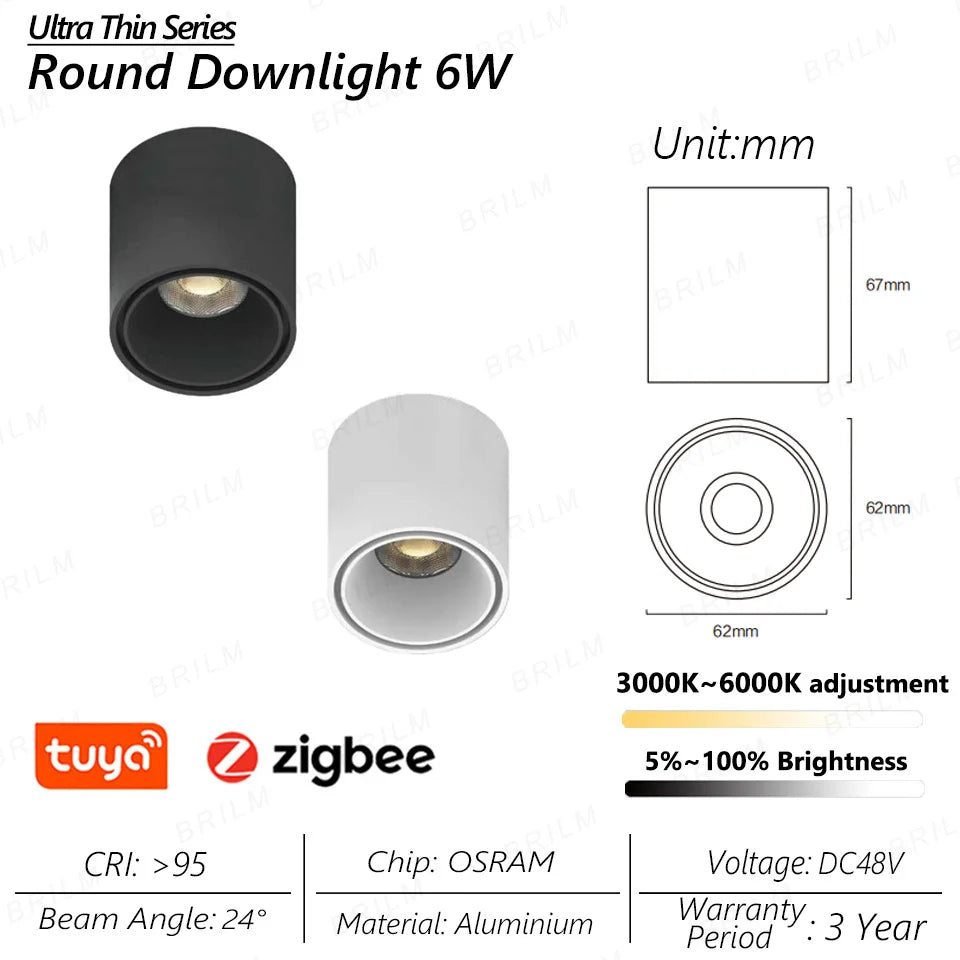 Ultra-Thin 6mm Magnetic Track Light – Dimmable LED Spot Lamp with Smart Tuya Zigbee Gateway