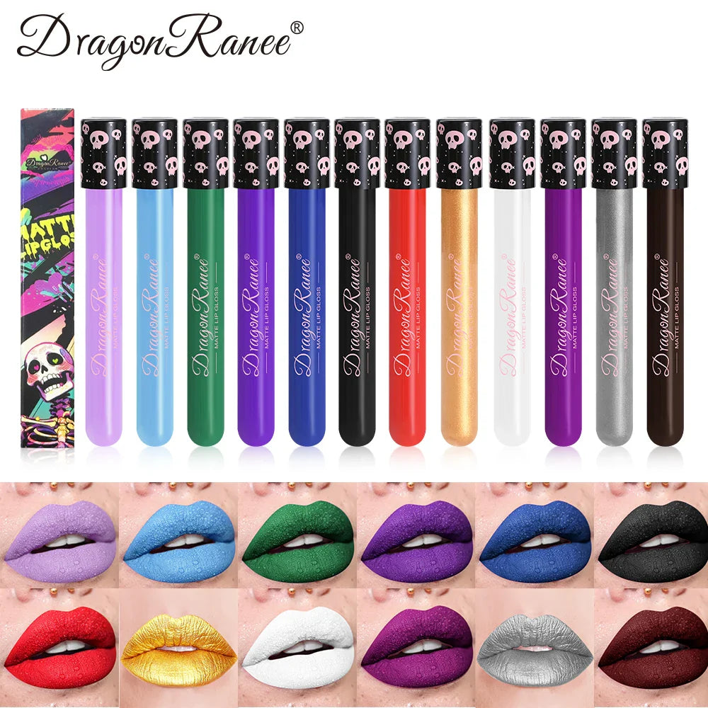 Colored Lip Gloss – Waterproof Matte Lip Glaze in Test Tube, Easy-to-Apply, Long-Lasting Party Lip Makeup