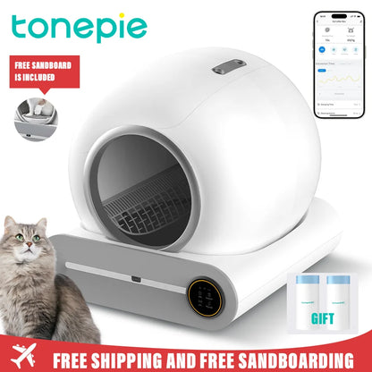 Tonepie 65L Automatic Smart Self-Cleaning Cat Litter Box – Fully Enclosed Pet Toilet Litter Tray, English Version