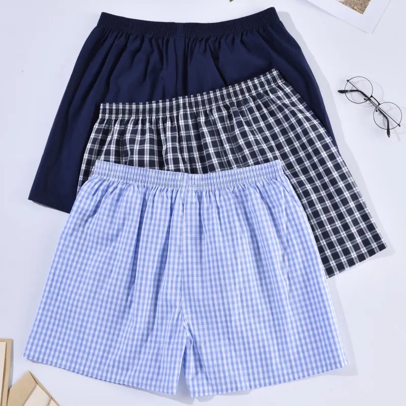 Upgrade Your Comfort: Men's Casual Cotton Boxers Shorts - Arrow Panties with Striped Plaid Design, Loose and Comfortable Underwear for Homewear