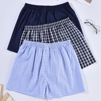 Upgrade Your Comfort: Men's Casual Cotton Boxers Shorts - Arrow Panties with Striped Plaid Design, Loose and Comfortable Underwear for Homewear