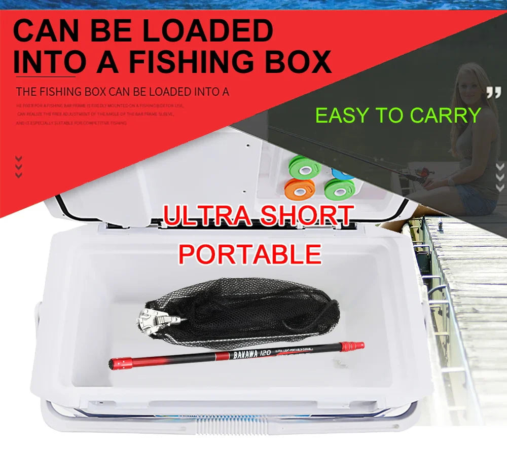 JOSBY Telescopic Foldable Fishing Net – 2.1M/3M/4M Lightweight Carbon Fiber Landing Net for Carp & Sea Fishing