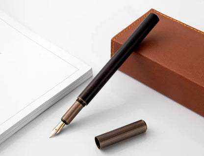 Luxury Retro Wood and Bronze Fountain Pen - 0.5mm Calligraphy Ink Pen for Business, Art, and School, Ideal Student Stationery Gift