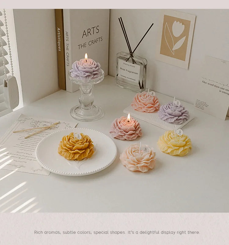 Peony Flower Scented Candle - Perfect Gift Decoration for Mother's Day & Birthdays