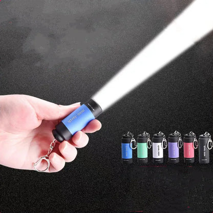 LED Mini Pocket Torch Lamp - Portable USB Rechargeable Keychain Flashlight, Waterproof for Outdoor Hiking Camping Lantern