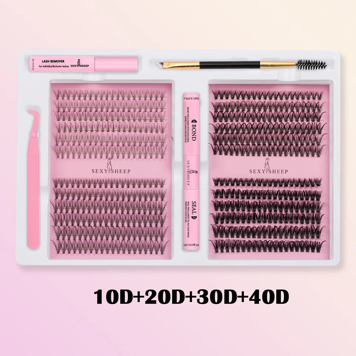 DIY False Eyelashes Cluster Extensions Kit – Natural Individual Lashes with Glue, Remover, Lash Brush & Tweezers