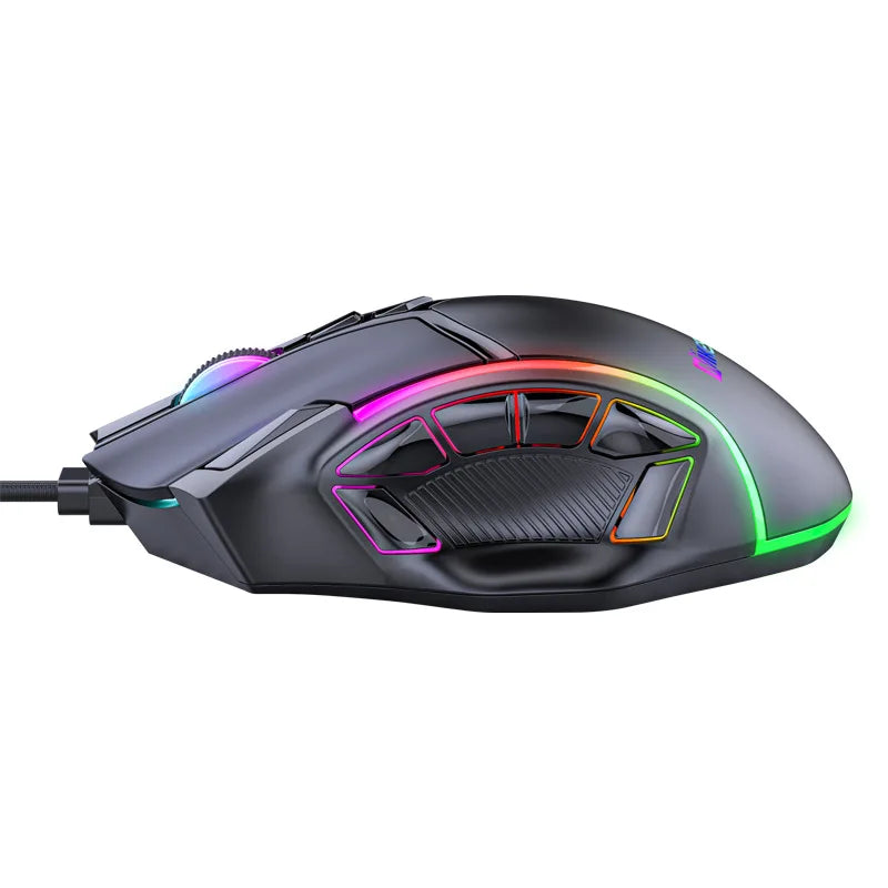 12800DPI RGB Gaming Mouse – Free Weight Macro with 12 Programmable Keys, 6-Level RGB Light for PC, Mac, PUBG, Laptop