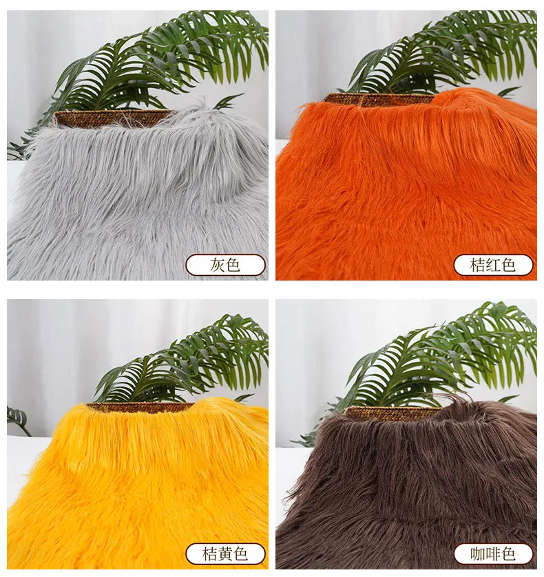 25x45cm Long Hair Faux Fur Fabric — DIY Animal Suit, Doll Hair, Beard Craft Material for Patchwork, Garment Sewing Accessories