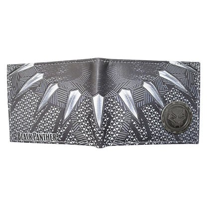 Marvel Black Panther Metal Design Wallet – PU Leather Purse with Coin Pocket for Youth